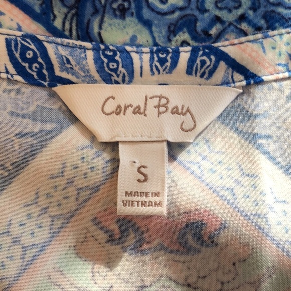 Coral Bay blue sleeveless handkerchief style top SZ S - Picture 7 of 10